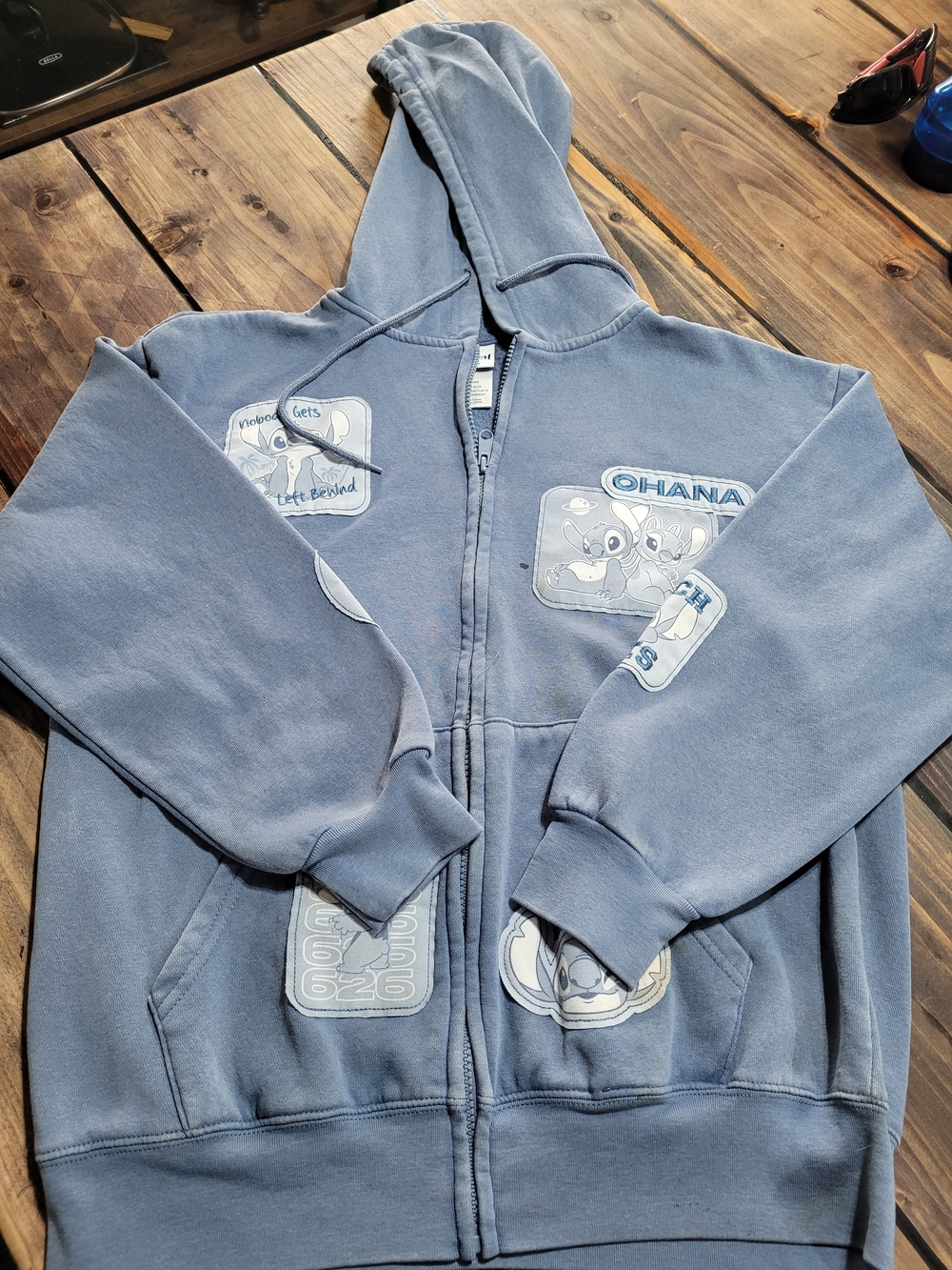 Disney Light Blue Stitch Zippered Hoodie